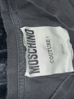 Moschino Gray-Black Logo Tee with Couture Tag